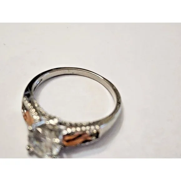 Cubic Zirconia CZ Gold Wings Silver Plated Ring Sz 9 - Picture 7 of 7